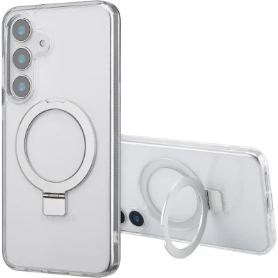 Afbeelding van Accezz Hoesje Geschikt voor Samsung Galaxy S25 Plus Ring Stand Backcover MagSafe Transparant
