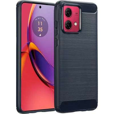 Afbeelding van imoshion Hoesje Geschikt voor Motorola Moto G84 Siliconen Brushed Backcover Donkerblauw