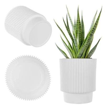 Afbeelding van KADAX Bloempot, decoratieve bloempot van kunststof, rond, voor binnen en buiten, moderne kamerplanten, wit, 18 cm