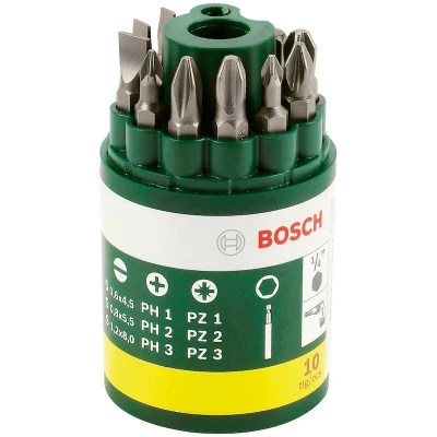 Afbeelding van Bosch Accessories Promoline 2607019454 Bitset 10 delig Plat, Kruiskop Phillips, Pozidriv