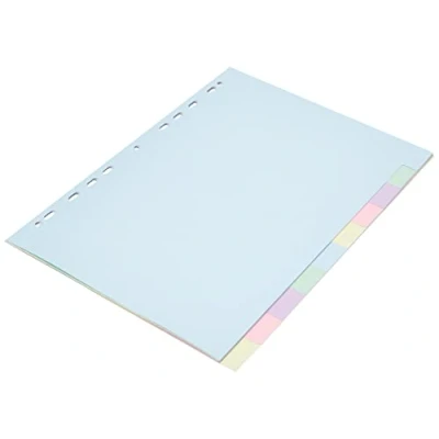 Afbeelding van Exacompta Ref. 1610E tussenschotten van gerecycled pastelkarton 170 g/m2 met 10 neutrale tabbladen A4 formaat afmetingen 22,5 x 29,7 cm Forever