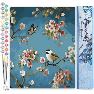 Afbeelding van Figured&#039;Art schilderen op Nummer Volwassenen canvas Vogels 1 Handwerk acrylverf Kit DIY Compleet 40x50cm zonder frame