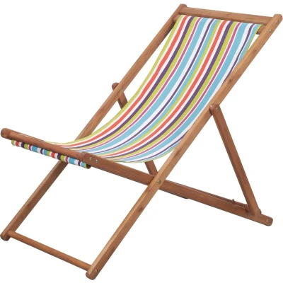 Afbeelding van Strandstoel inklapbaar stof en houten frame meerkleurig