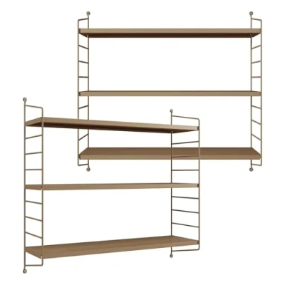 Afbeelding van Wandplank Strängnäs set van 2 verstelbaar 50x60x15 cm lichtbruin [en.casa]