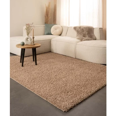Afbeelding van Hoogpolig Vloerkleed Shaggy Trend Effen Beige 160x230 Cm