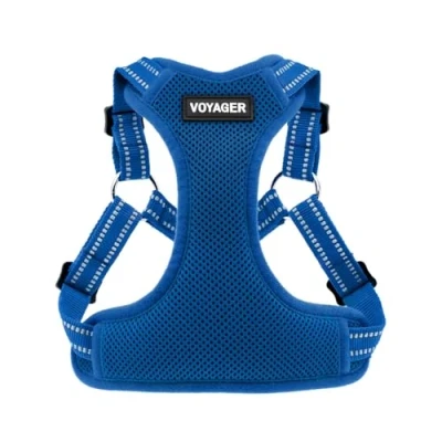 Afbeelding van Voyager Verstelbaar hondenharnas met reflecterende strepen door Best Pet Supplies, Sterk Full Body Vest, voorkomt trekken, riem D ring, ademend Koningsblauw, S