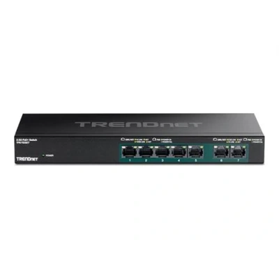 Image de TRENDnet TPE TG327 Commutateur non géré 5 x 10/100/1000 (PoE+) + 2 10/100/1000/2.5G fixation murale PoE+ (70 W) Conformité TAA