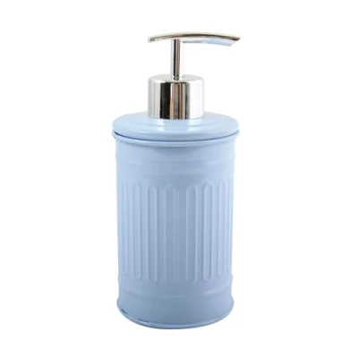 Afbeelding van MSV Zeeppompje/dispenser Industrial metaal pastel blauw/zilver 7.5 x 17 cm 250 ml