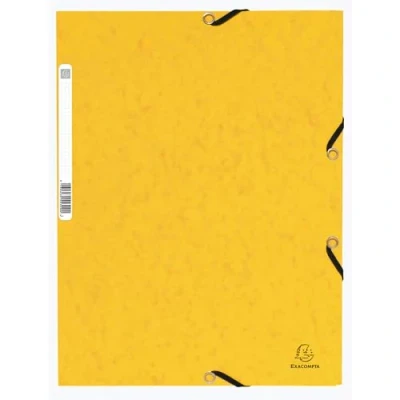 Afbeelding van Exacompta Ref. 55309E Pak van 10 elastische mappen met 3 kleppen glanzend karton 355g/m² afmetingen 24 x 32 cm voor documenten in A4 formaat kleur geel