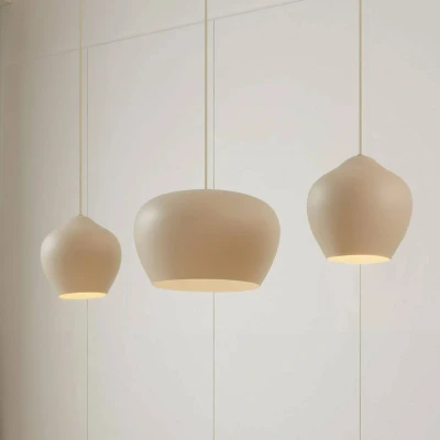 Afbeelding van Lucande hanglamp Malisa, beige, 3 lamps, metaal, 90 cm