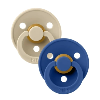 Afbeelding van BiBS Colour Pacifier Stage 1 Fopspeen 2 stuks Vanilla / Cornflower