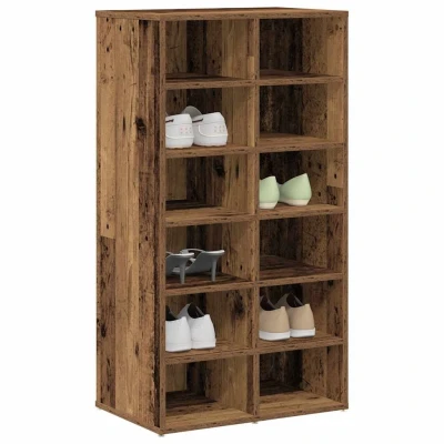 Afbeelding van Schoenenrek 54x34x100,5 cm bewerkt hout oud houtkleurig