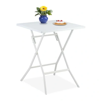 Afbeelding van Relaxdays inklapbare tuintafel buitentafel kunststof balkontafel vierkant wit