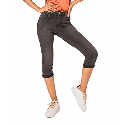 Afbeelding van Nina Carter P132 Jeansbroek voor dames, skinny fit, hoge taille, used look, donkergrijs (P132 3)