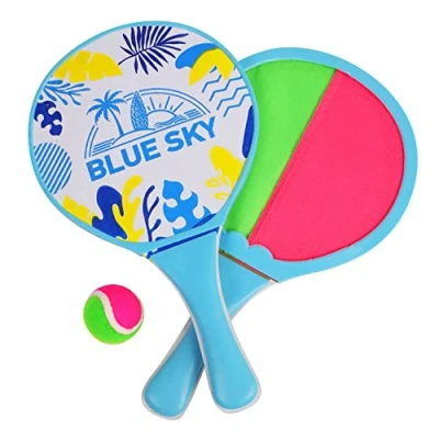 Afbeelding van BLUE SKY 2 Scratch Double Face strandrackets Ball Racket spel 040714A Groen Klittenband 33 cm x 19 Speelgoed voor kinderen en volwassenen Outdoor Vanaf 3 jaar