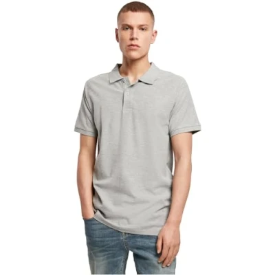 Afbeelding van Build your Brand Polo Piqué Shirt BY008 Heather Grey