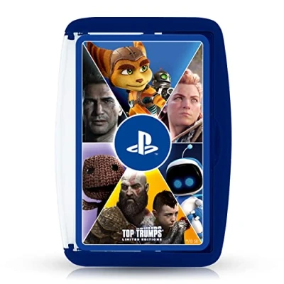 Afbeelding van Top Trumps Limited Edition PlayStation kaartspel, 30 videogames van Sony in één speel met Kratos God of War, Abby The Last Us II en Bloodborne&#039;s Hunter, spelers vanaf 18 jaar