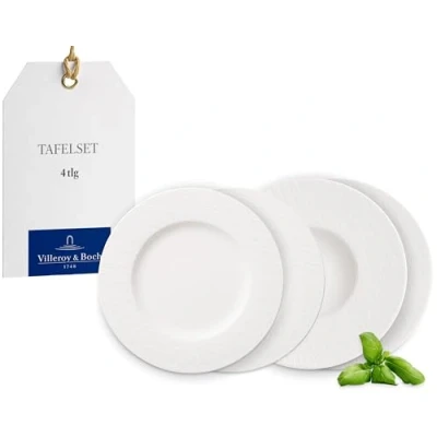 Afbeelding van Villeroy &amp; Boch Manufacture bordenset, 4 stuks, serviesset voor 2 personen, premium porselein, wit