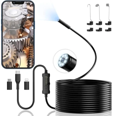 Afbeelding van Ennovor 1920 HD endoscopische inspectiecamera, flexibel en stijf, 8 ledlampen, zonder wifi, IP67 waterdicht, gootsteenpijp voor Android iOS Samsung tablet (5 m)