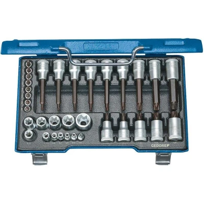 Image de GEDORE 19 TX 20 jeu de clés à douilles 1/2&quot;+1/4&quot; Torx 34 pièces 6129440