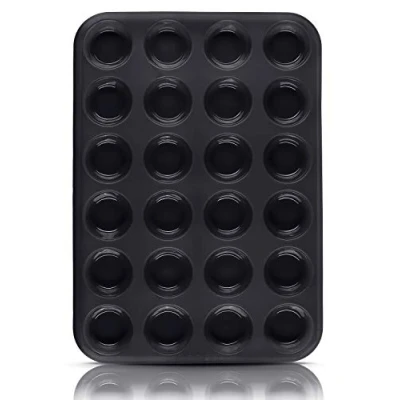 Afbeelding van Belmalia Muffinvorm voor 24 mini muffins van siliconen, antiaanbaklaag, cupcakes, brownies, cake, pudding, zwart