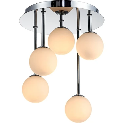 Afbeelding van Lindby plafondlamp 5lichts metaal, glas H: 33 cm G9 chroom, wit