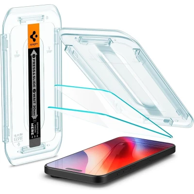 Afbeelding van Spigen Screenprotector geschikt voor iPhone 16 Pro Max Tempered Glas met Montage 2 stuks Transparant