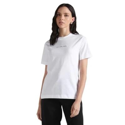 Image de Calvin Klein Jeans T shirt à manches courtes et col rond droit pour femme, White, M