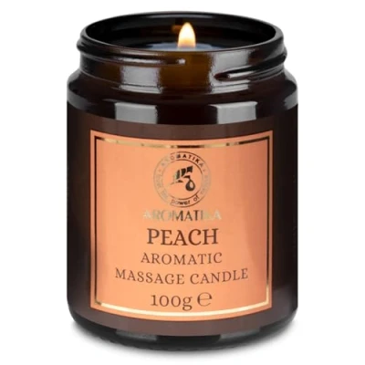 Afbeelding van Bougie de Massage à la pêche 100 g cire soja Mélange d&#039;huiles noix coco et d&#039;amandes relaxant Calmant Soin du corps Aromathérapie Beauté