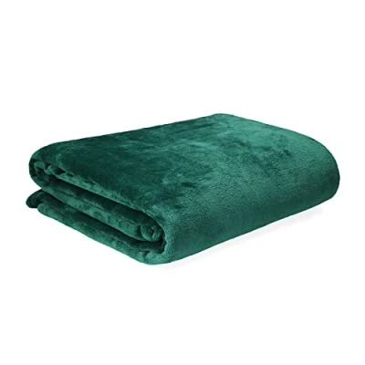 Afbeelding van HOMLA groene fleecedeken Pluizig en warm voor de bank, bank bed, knuffeldeken, bankdeken, onderhoudsvriendelijk 150 x 200 cm, groen