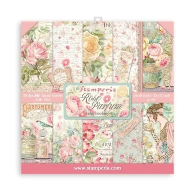 Afbeelding van 10 vellen scrapbookpapier, 30,5 x cm, roze geur