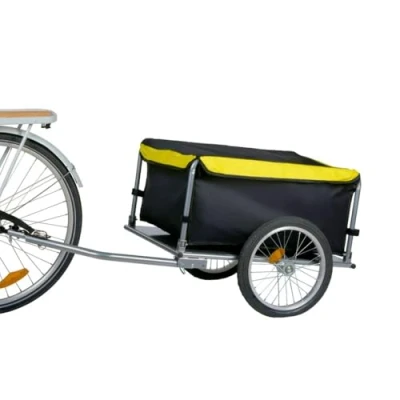Afbeelding van Dunlop Fietskar Fiets Aanhanger Fietsaanhanger voor Spullen bagage Opvouwbaar met Reflectoren en Verstelbare Regenhoes Geel