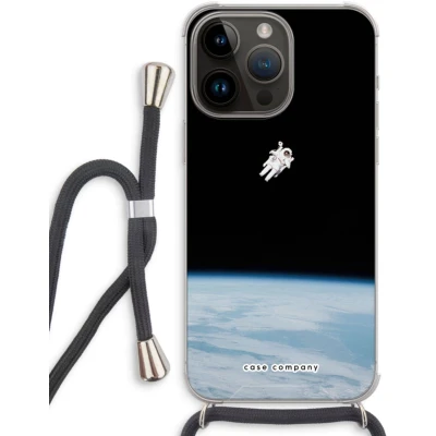 Afbeelding van Case Company® hoesje met Koord geschikt voor iPhone 14 Pro Max Alone in Space Telefoonhoesje Zwart Extra Bescherming aan alle Kanten en Over de Schermrand
