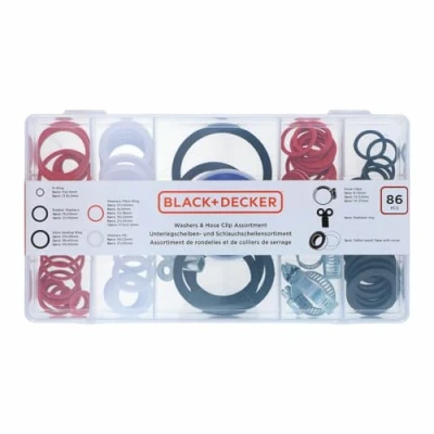 Afbeelding van Set van pakkingen, ringen en klemmen Black &amp; Decker 86 Onderdelen
