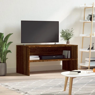 Afbeelding van Tv meubel 80x40x40 cm bewerkt hout bruineikenkleurig