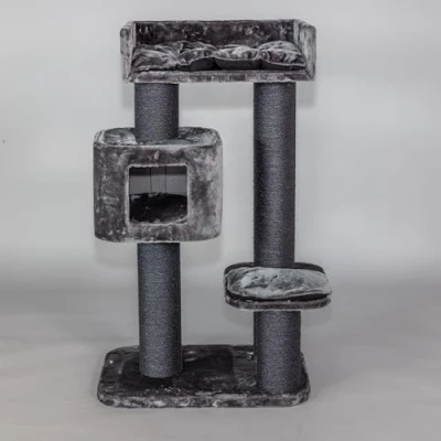 Afbeelding van RHRQuality Krabpaal voor Grote katten Devon Rex Blackline Donkergrijs met extra dikke 15cm sisalpalen