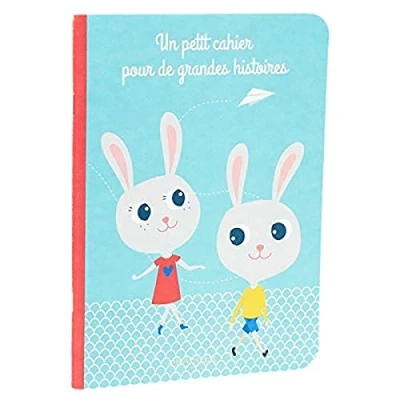 Afbeelding van Draeger notitieboek voor kinderen, grote verhalen, schrijf en tekenboek, geïllustreerde omslag, klein met ruiten (Séyèen) FSC® gecertificeerd papier