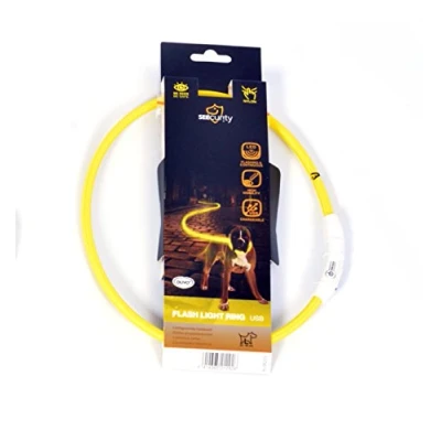 Afbeelding van Licht ring halsband geel met USB lader 35 cm