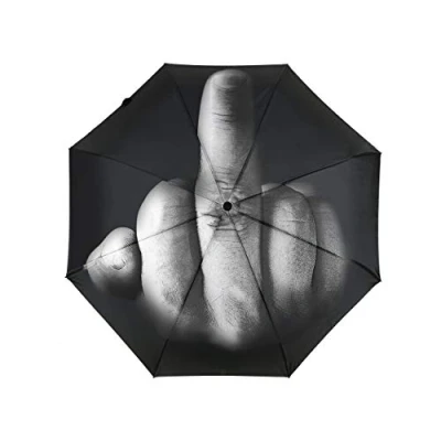 Afbeelding van ds. distinctive style Midden Vinger Paraplu Grappige Opvouwbare Creatieve Geschenken, Zwart, Medium, zwart., Klassiek