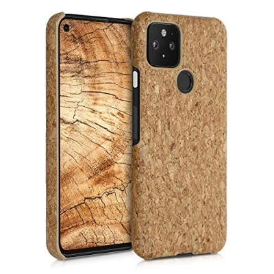 Afbeelding van kwmobile Hoesje geschikt voor Google Pixel 5 case Telefoonhoesje met coating van kurk Handige beschermhoes in lichtbruin