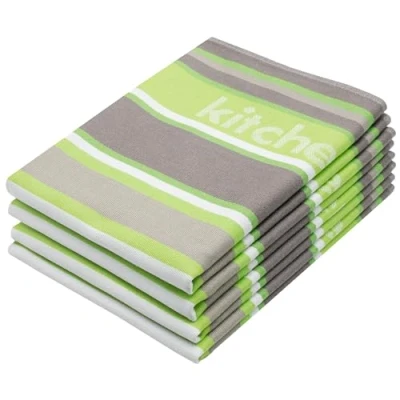 Afbeelding van Zollner set van 4 theedoeken, vaatdoeken, 100% katoen, 50x70 cm, groen gestreept