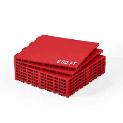 Image de VEVOR Revêtements de sol dalle en PP emboîtable pour hockey 8 pcs rouge
