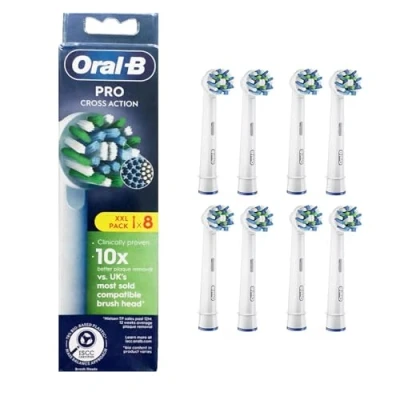 Afbeelding van Oral B Cross Action Pro Opzetborstels Met CleanMaximiser Technologie 8 Stuks