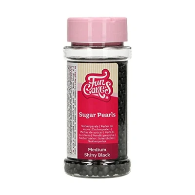 Afbeelding van FunCakes Suikerparels Medium Zwart Glans 80g Eetbare Taartdecoratie