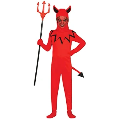 Afbeelding van FIESTAS GUIRCA Vuur duivelskostuum, rode demon, Halloween kostuum voor kinderen, 10 12 jaar