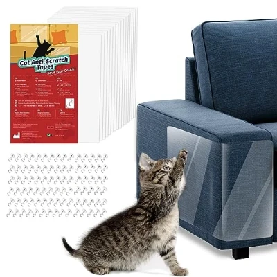 Afbeelding van VavoPaw Bankbescherming, klauw, kat, 16 stuks, krasbestendig, voor meubels met 90 schroeven, bescherming tegen krassen, katten, meubelbescherming, deur, muur, bank, stof, transparant