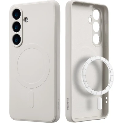 Afbeelding van imoshion Hoesje Geschikt voor Samsung Galaxy S25 Siliconen Color Backcover MagSafe Beige