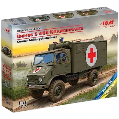 Afbeelding van 1:35 ICM 35138 Unimog S 404 German Military Ambulance Plastic Modelbouwpakket