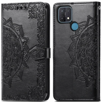Afbeelding van iMoshion Hoesje Geschikt voor Oppo A15 Met Pasjeshouder Mandala Bookcase Zwart