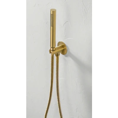 Afbeelding van SB Rubinetterie 316 handdoucheset met slang en ophanghaak geborsteld messing PVD 1208953547